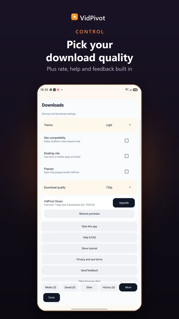 VidPivot download progress and controls