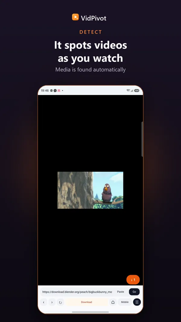 VidPivot detecting a playable video on the page